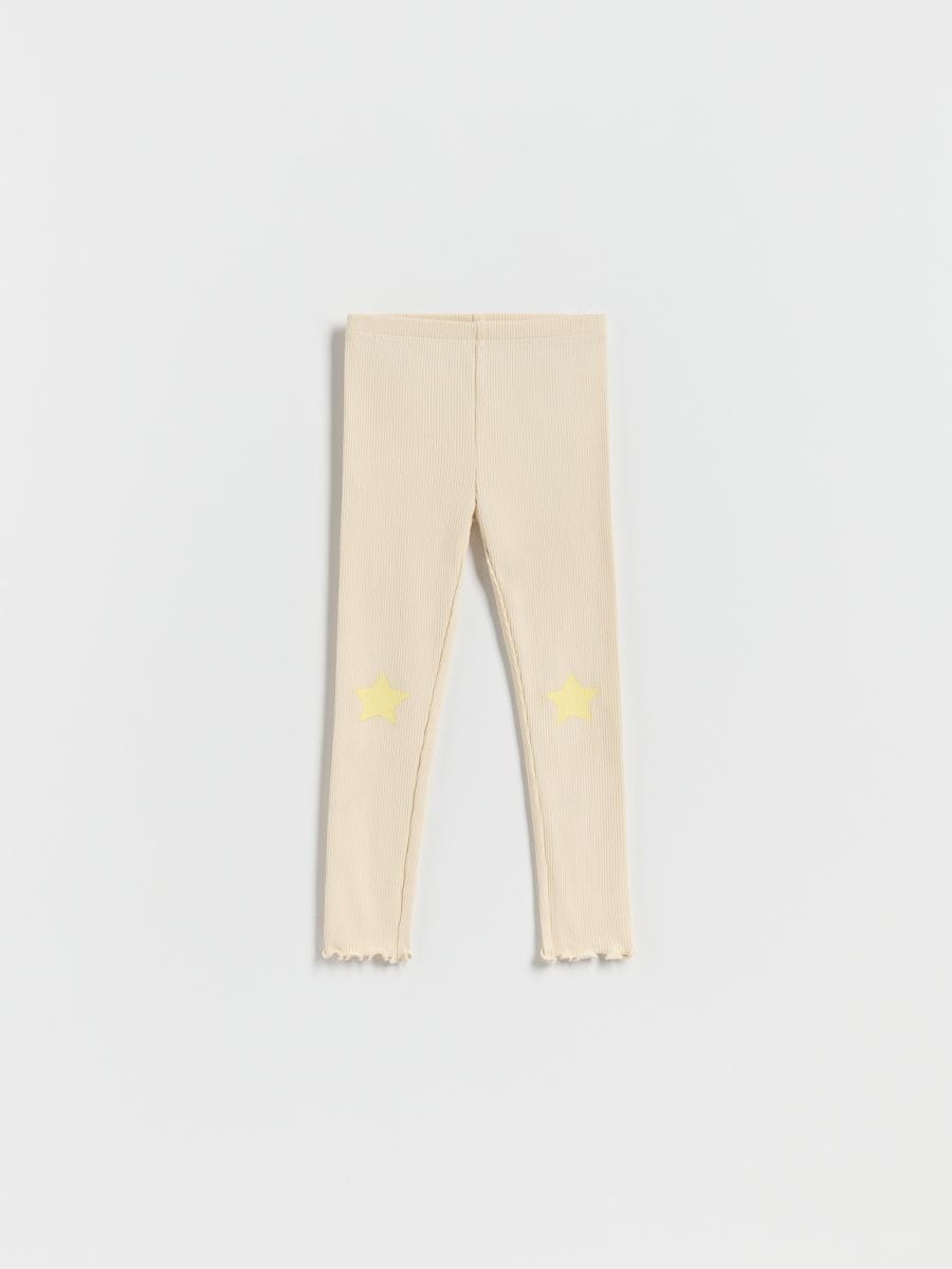 Ribbed leggings with print - beige - RESERVED - 3