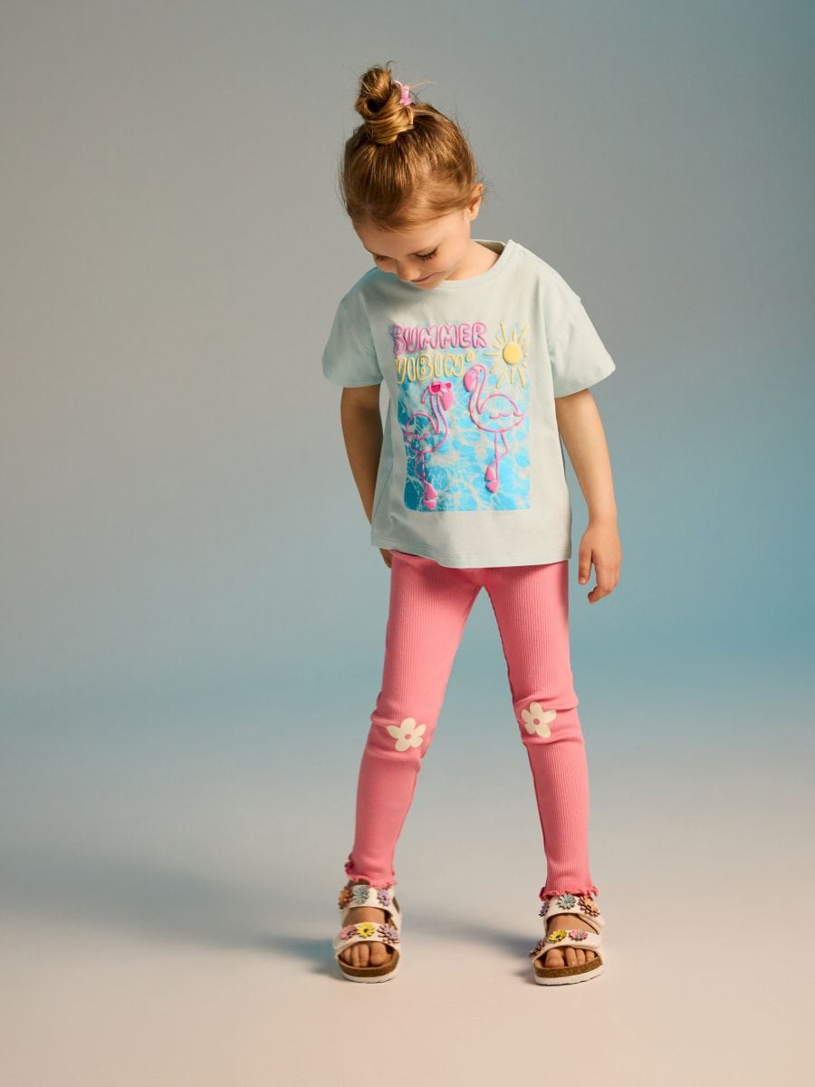 Rebraste helanke sa printom - pink - RESERVED - 2