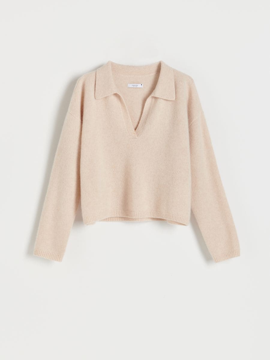 Sweter z recyklingowanego kaszmiru - beżowy - RESERVED - 4