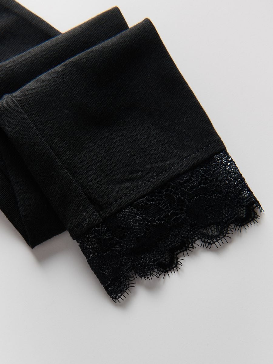 Leggings with lace insert - black - RESERVED - 4