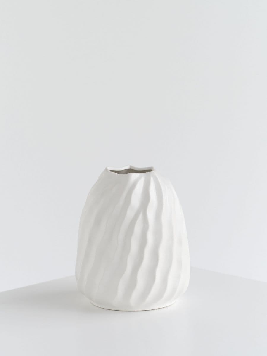 Organically shaped vase - white - RESERVED