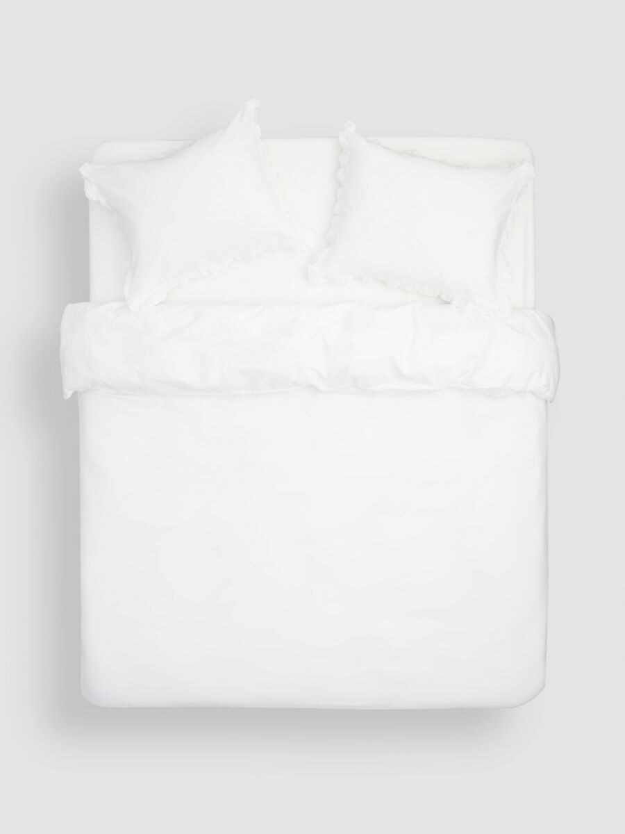 Pitsist detailidega puuvillane voodipesukomplekt - valge - RESERVED