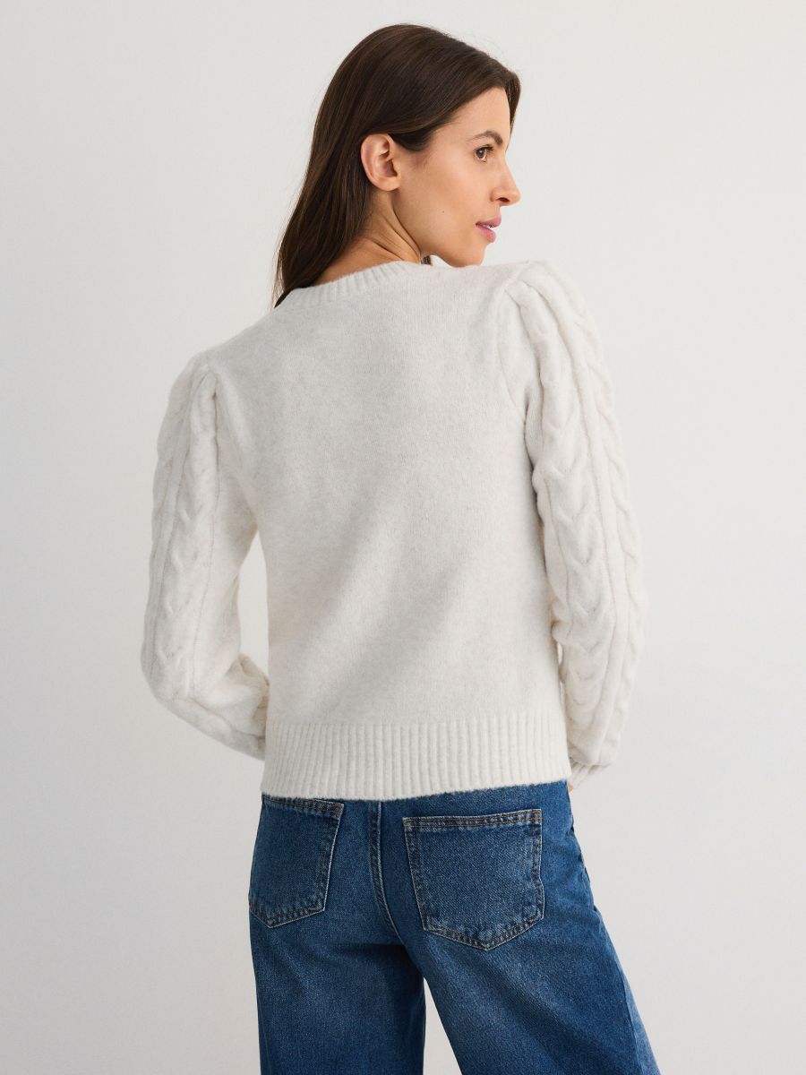 Pullover mit Zopfmuster - beige - RESERVED - 4
