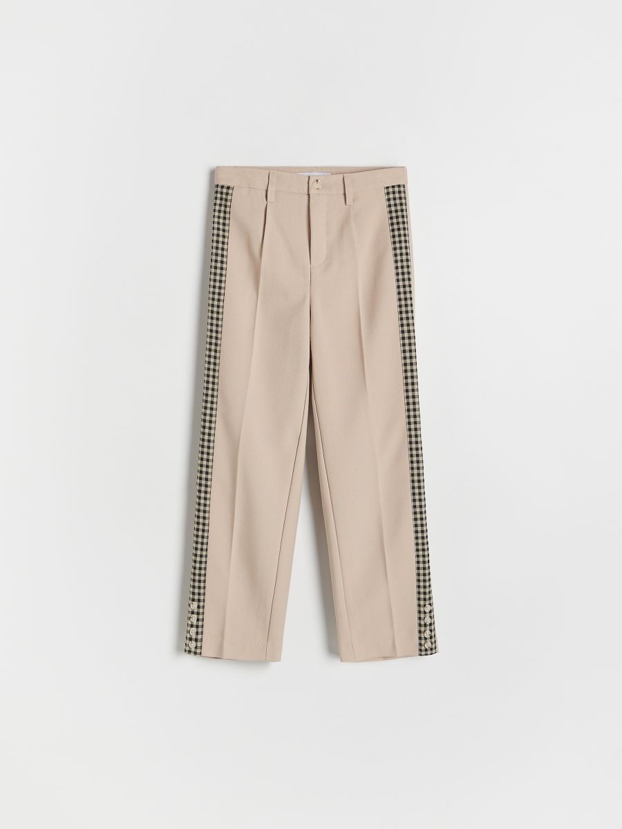 Elegant trousers with side stripe - beige - RESERVED