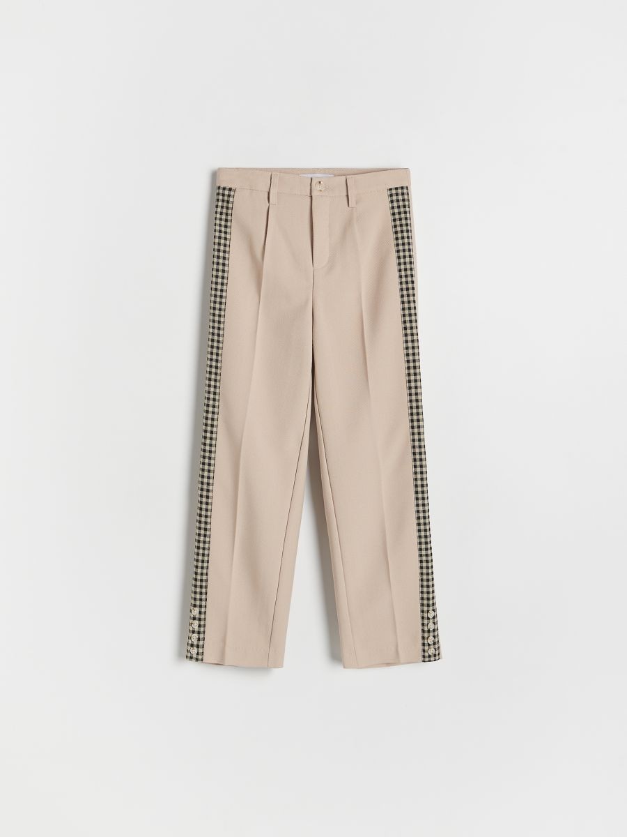 Elegant trousers with side stripe - beige - RESERVED - 3