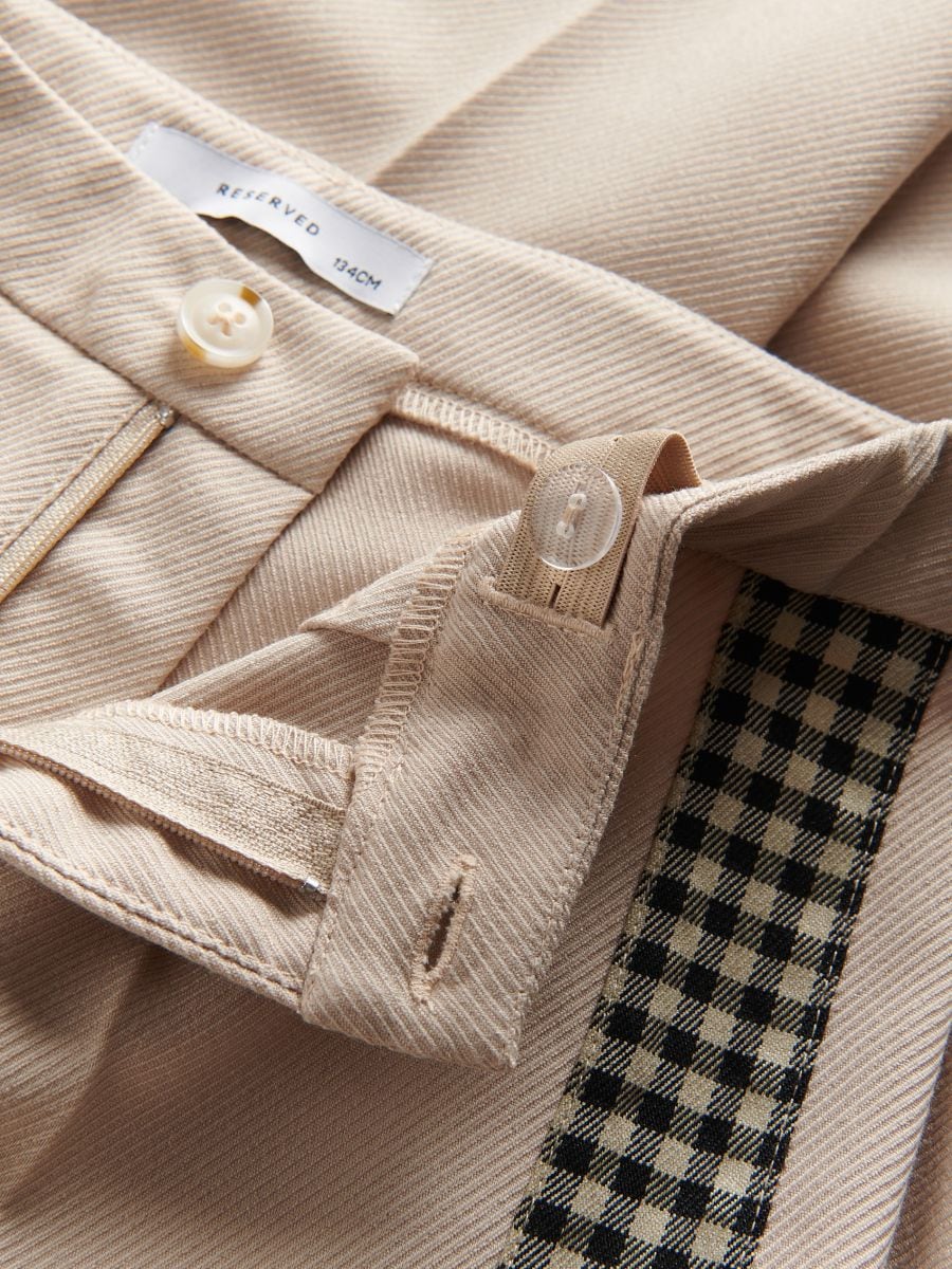 Elegant trousers with side stripe - beige - RESERVED - 4