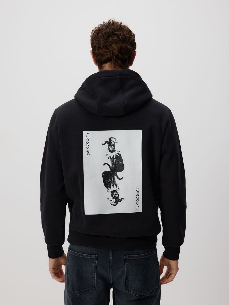 Hoodie with back print - black - RESERVED