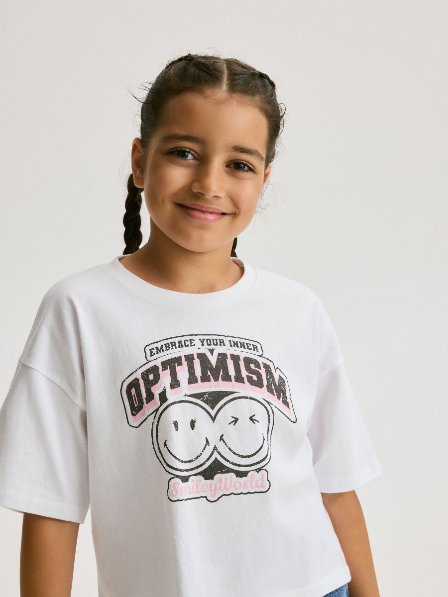 T-shirt med SmileyWorld® - VIT - RESERVED