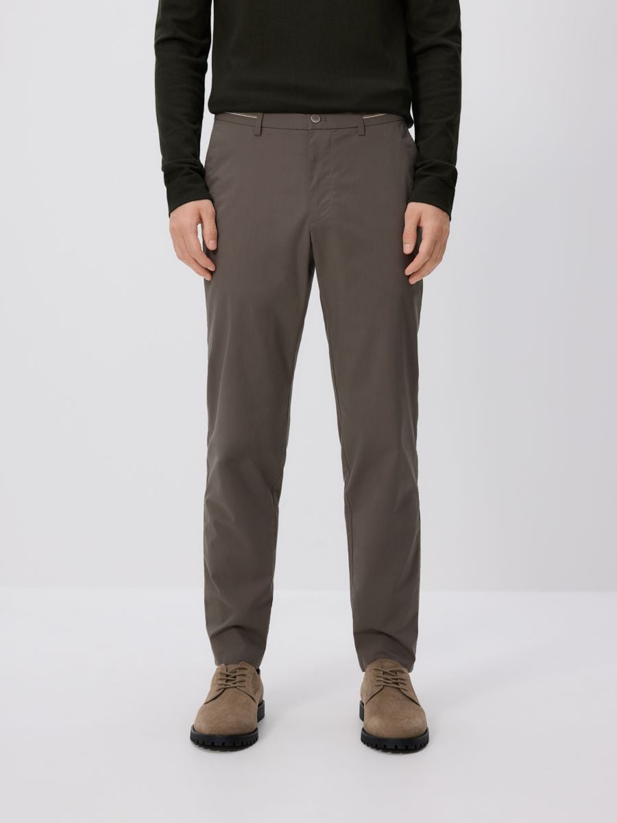 Plain chino slim trousers - khaki - RESERVED