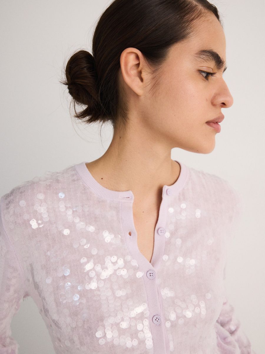 Sequin cardigan - lavender - RESERVED - 2