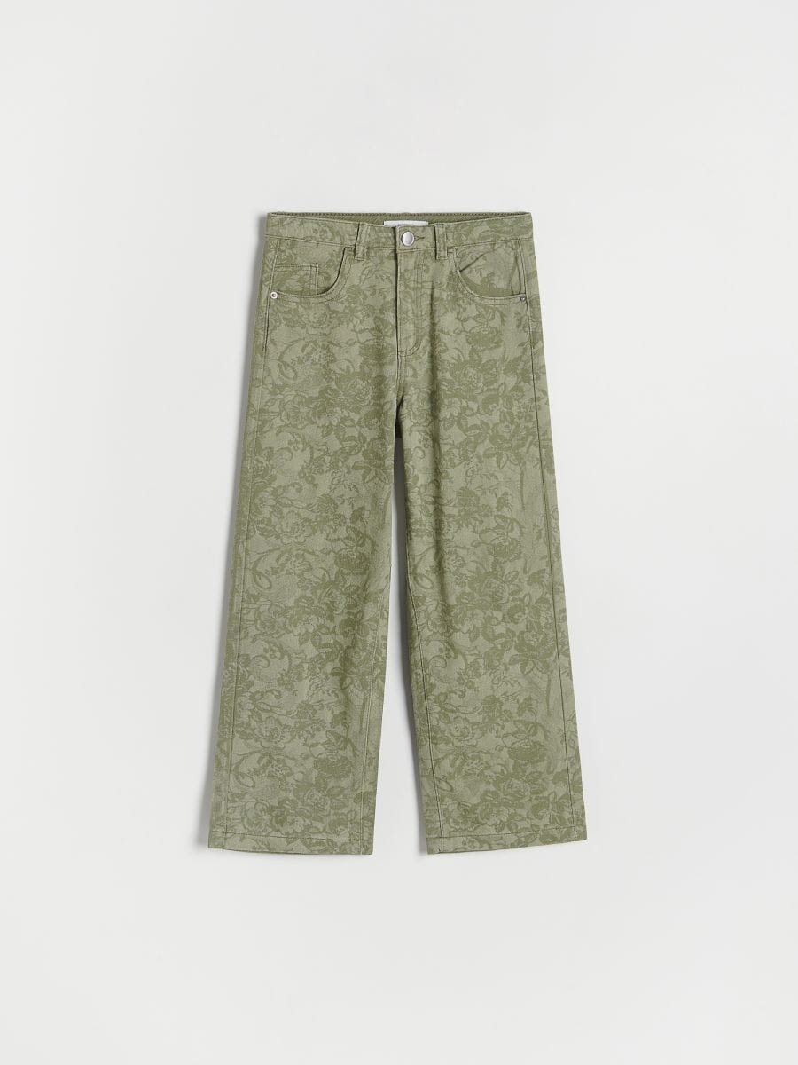 Wide leg patterned trousers - green - RESERVED