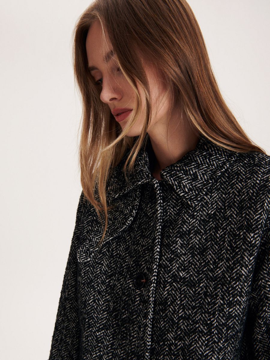 Herringbone coat with wool blend - multicolor - RESERVED - 3