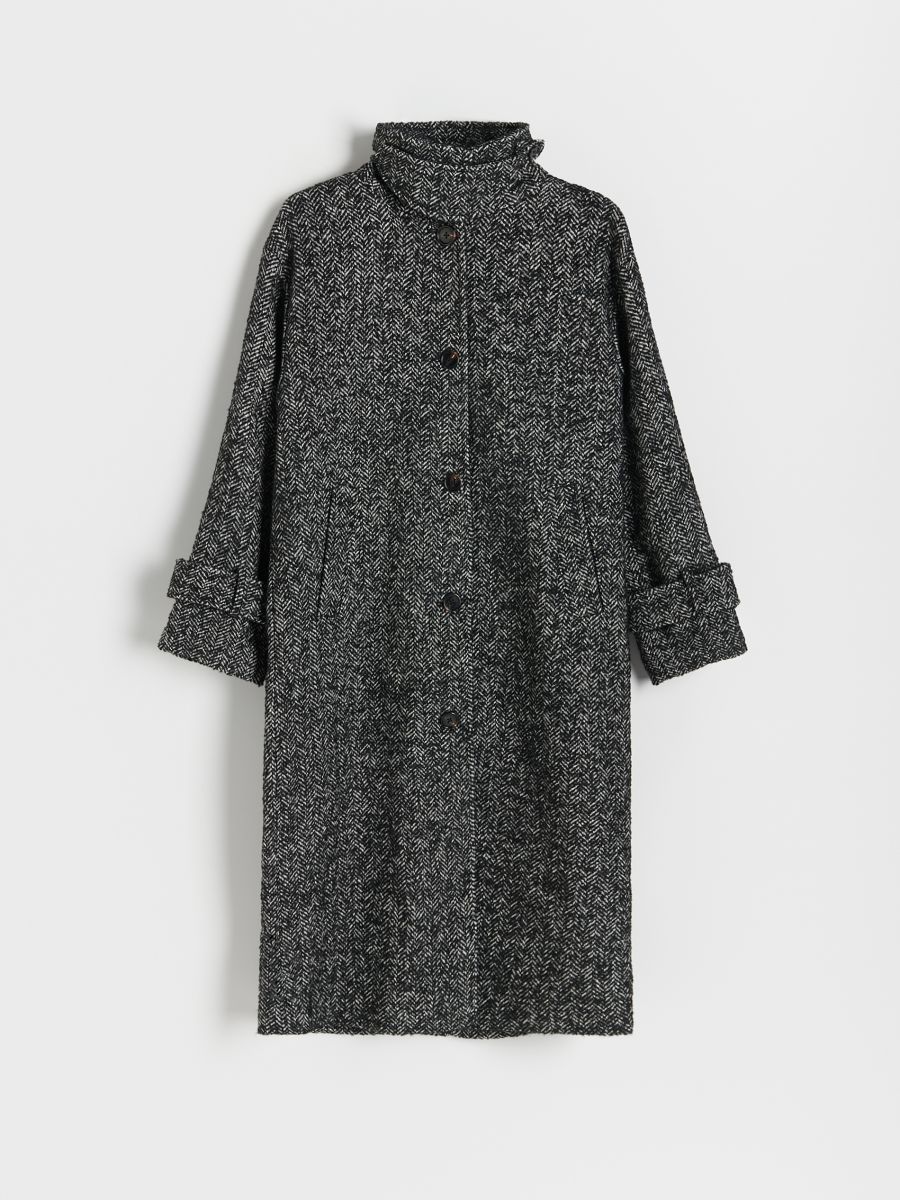 Herringbone coat with wool blend - multicolor - RESERVED - 5