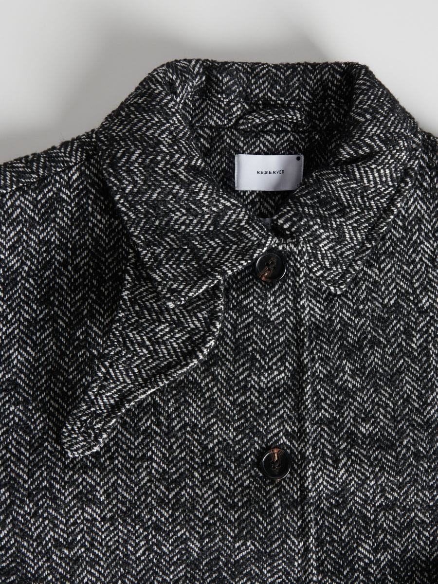 Herringbone coat with wool blend - multicolor - RESERVED - 6
