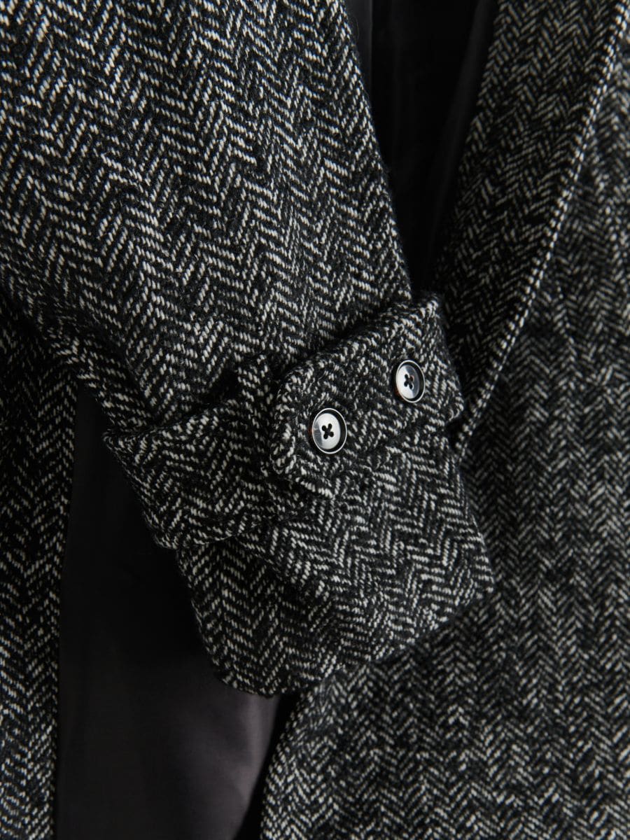 Herringbone coat with wool blend - multicolor - RESERVED - 7
