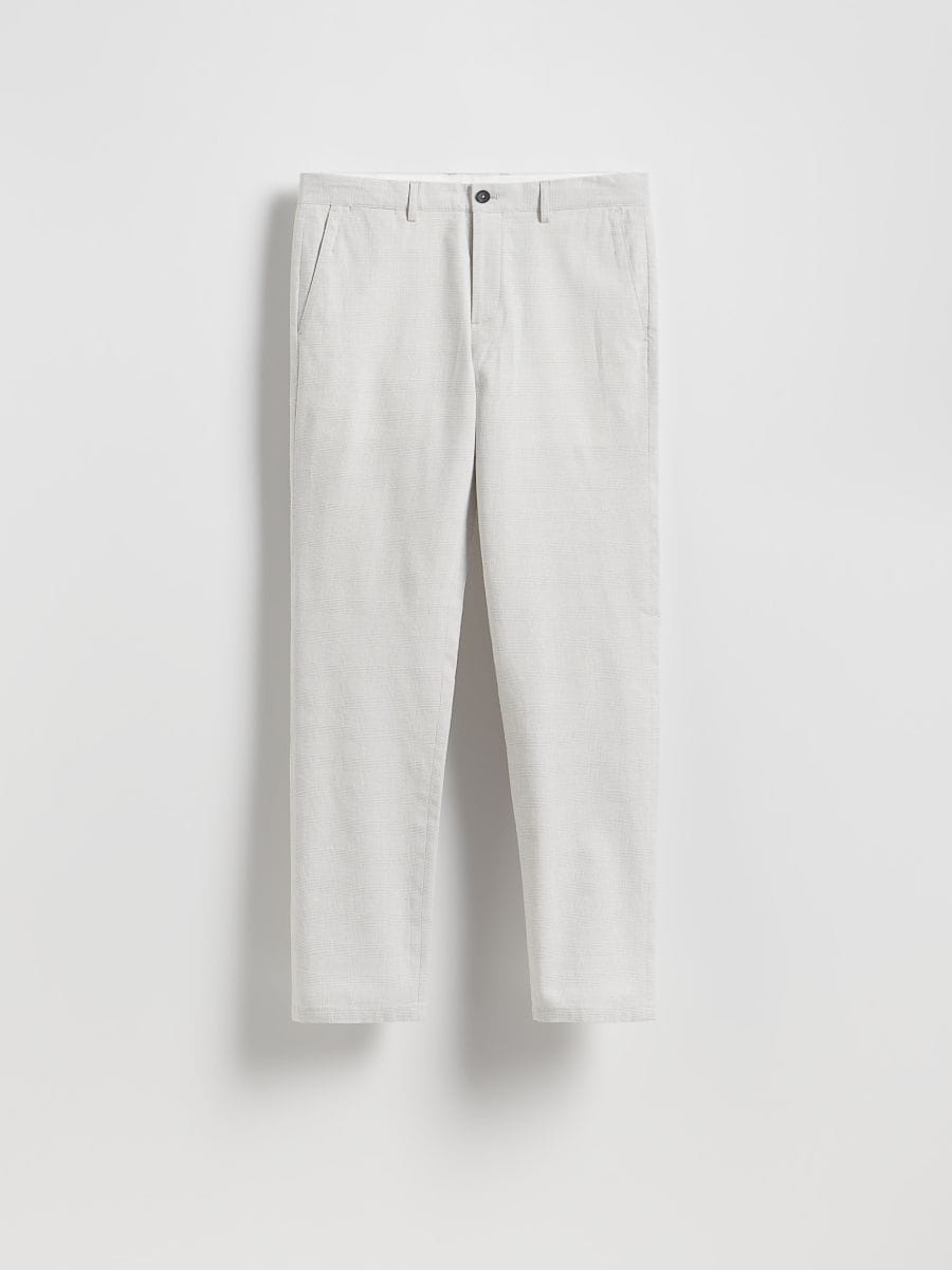 Spodnie chino slim z lnem - jasnoszary - RESERVED