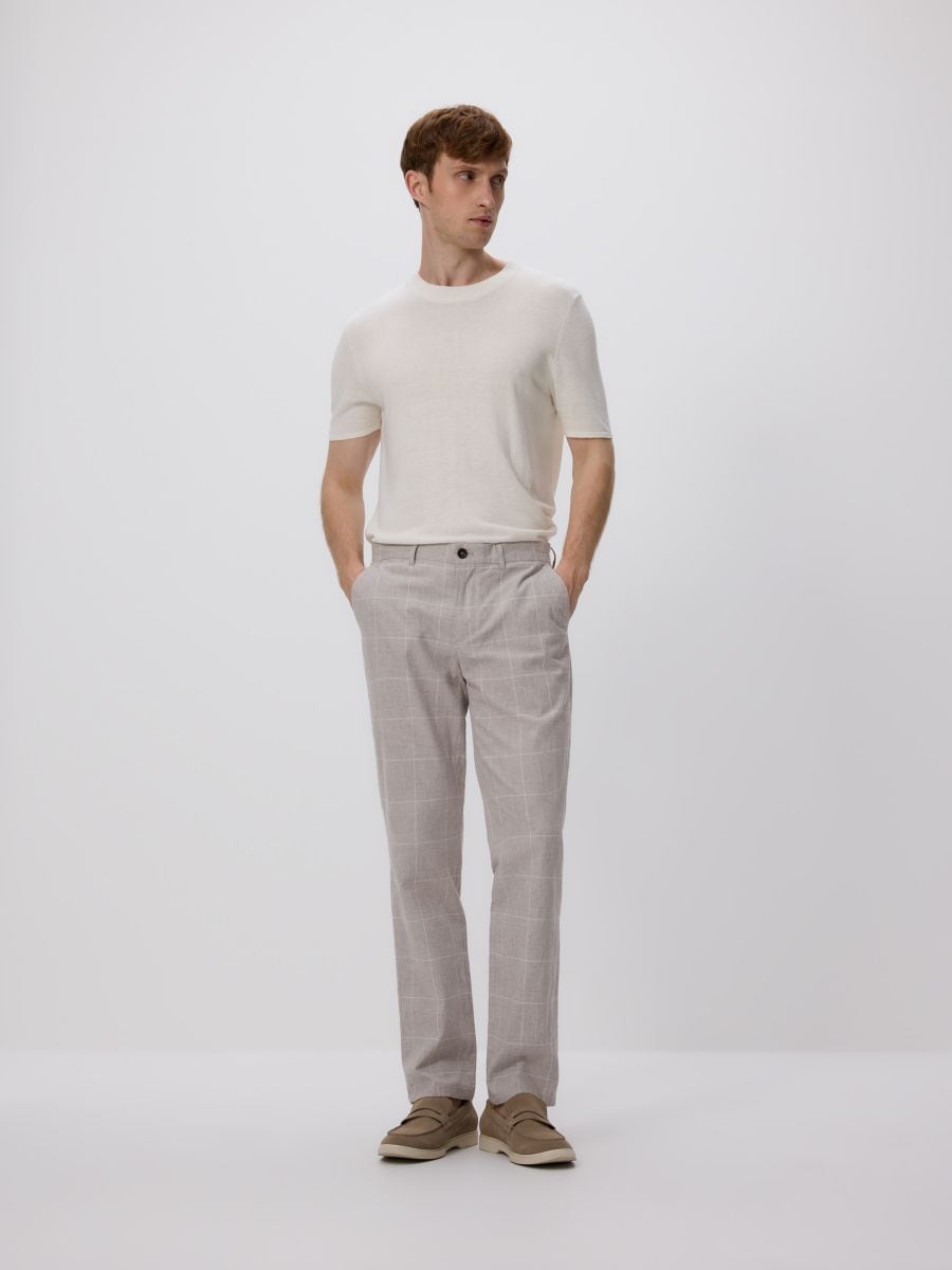 Chinohose im Slim-Fit mit Leinengemisch - kaffee - RESERVED