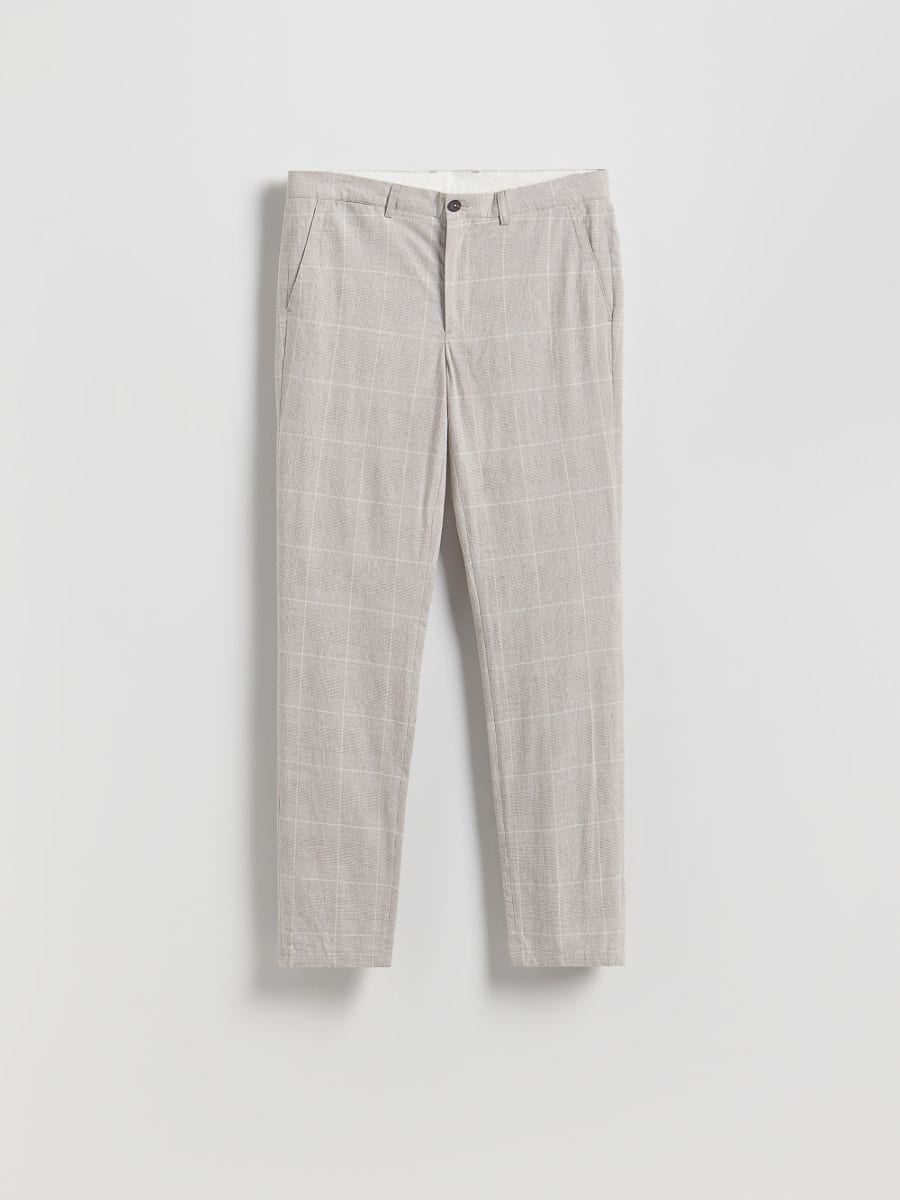 Spodnie chino slim z lnem - brązowy - RESERVED