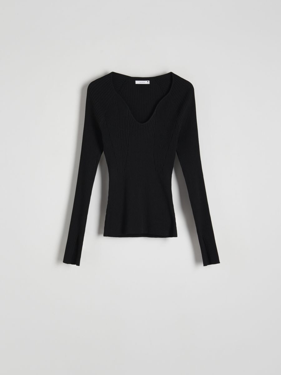 Jumper with deep V neck - black - RESERVED - 5