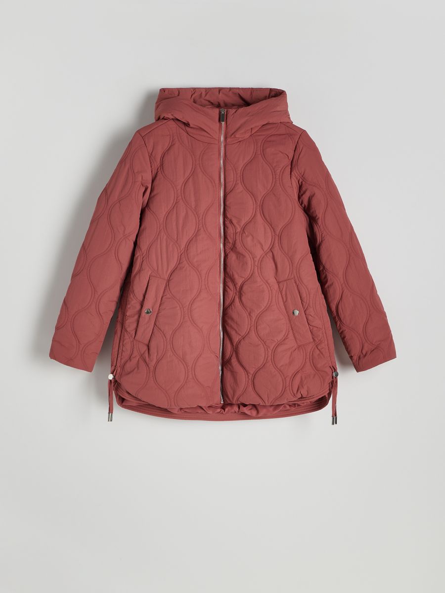 Quilted jacket with hood - dusty rose - RESERVED