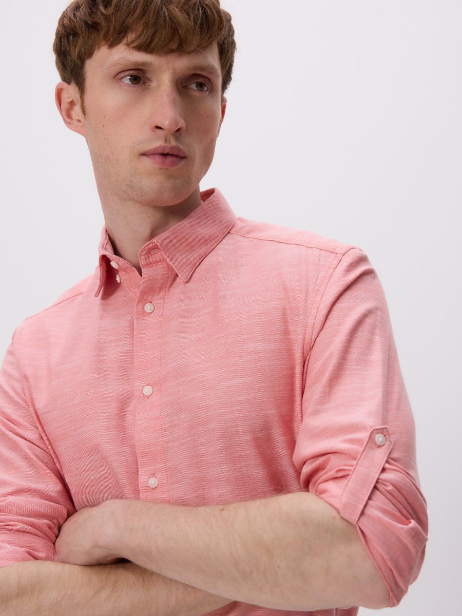 Chemise en coton regular fit - corail - RESERVED