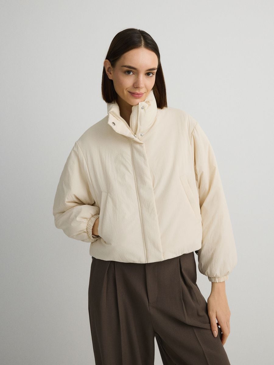 Oversized bomber jacket with lining - cream - RESERVED - 4