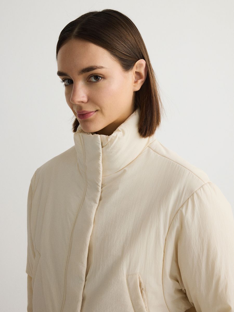 Kurtka bomber oversize z ociepleniem - złamana biel - RESERVED