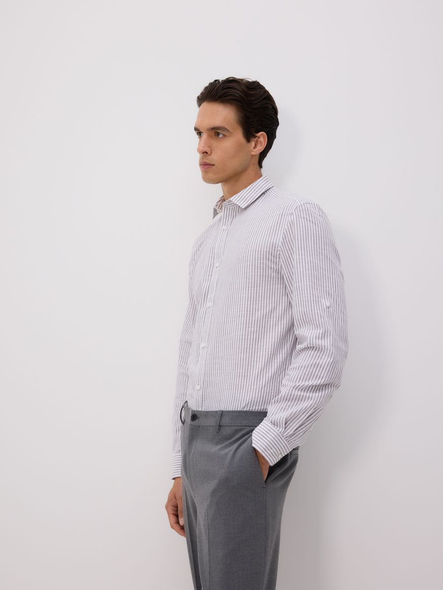 Regular fit cotton shirt - anthracite - RESERVED