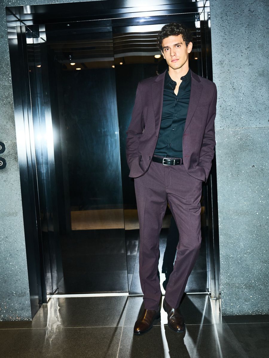 Slim fit cotton rich shirt - black - RESERVED