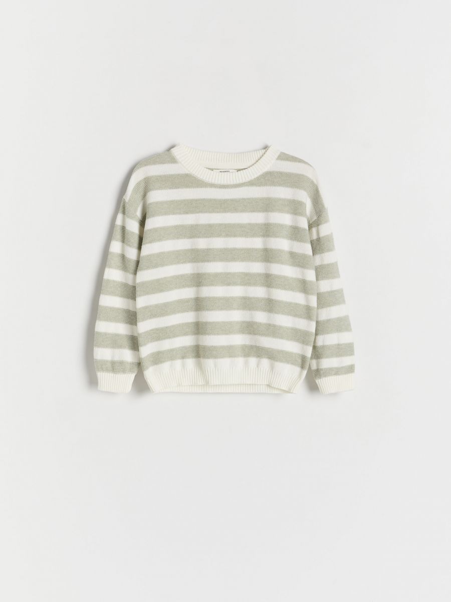 Avaralõikeline triibuline džemper - kahvaturoheline - RESERVED
