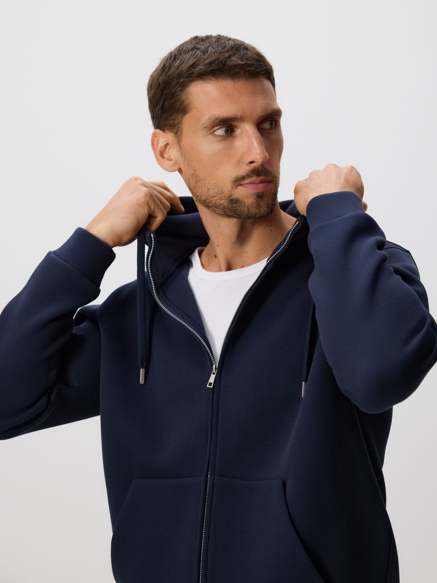 Regular fit hoodie - navy - RESERVED