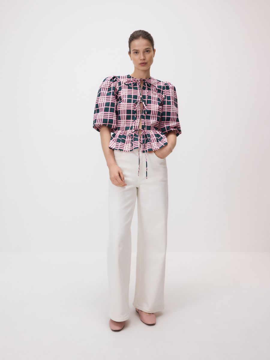 Camicia con peplum e fiocco - multicolore - RESERVED - 3