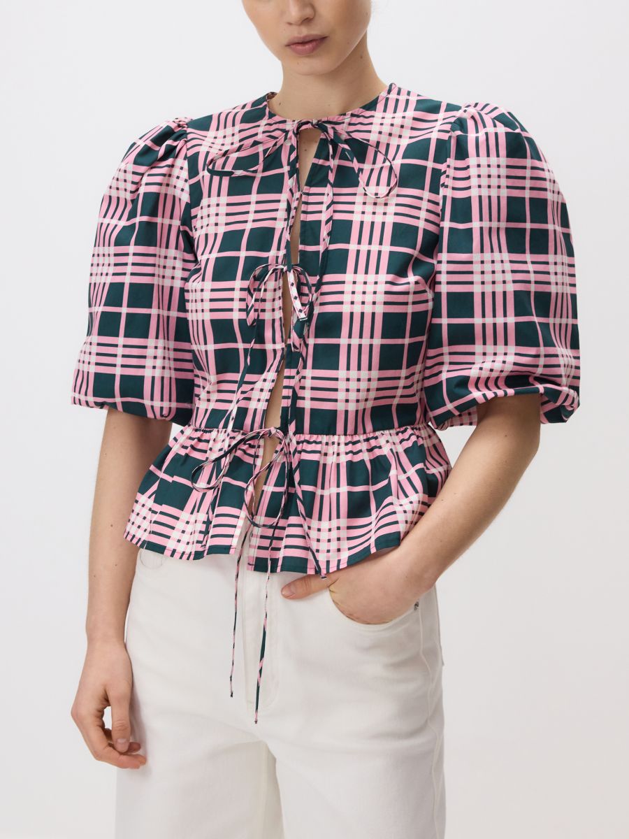 Camicia con peplum e fiocco - multicolore - RESERVED - 5