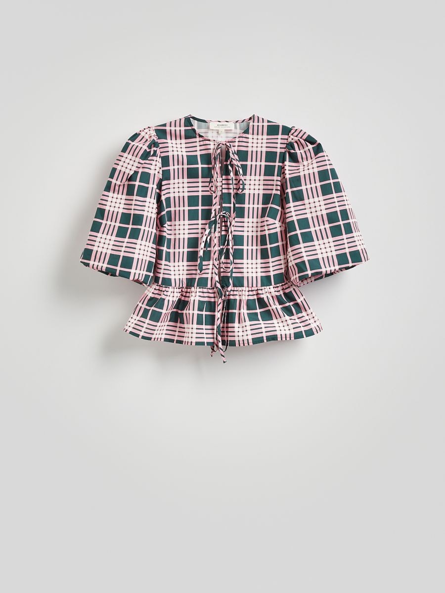 Camicia con peplum e fiocco - multicolore - RESERVED - 6