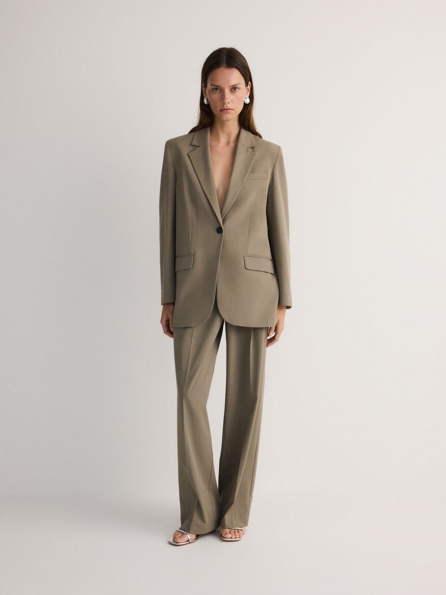 Single-breasted blazer with viscose blend - green - RESERVED - 2