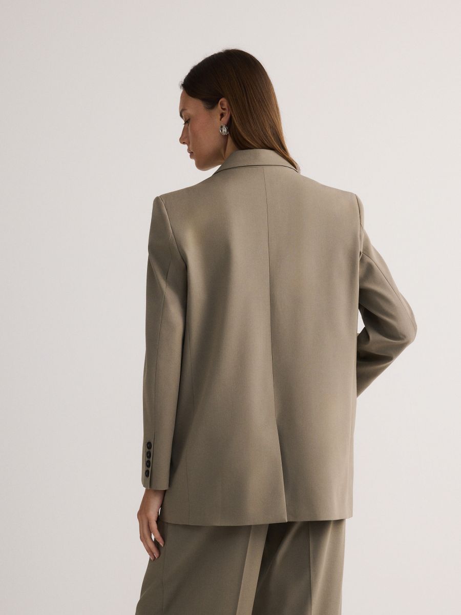 Single-breasted blazer with viscose blend - green - RESERVED - 4