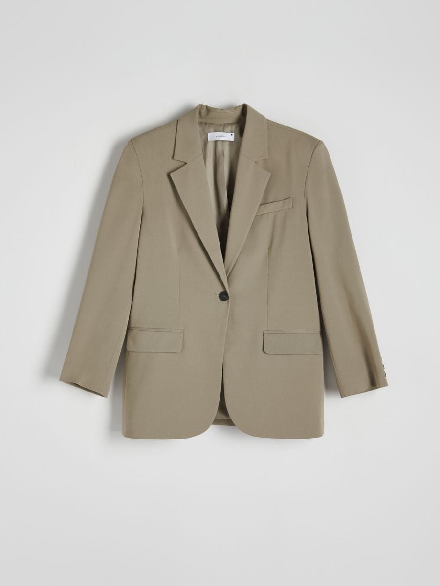 Single-breasted blazer with viscose blend - green - RESERVED - 5