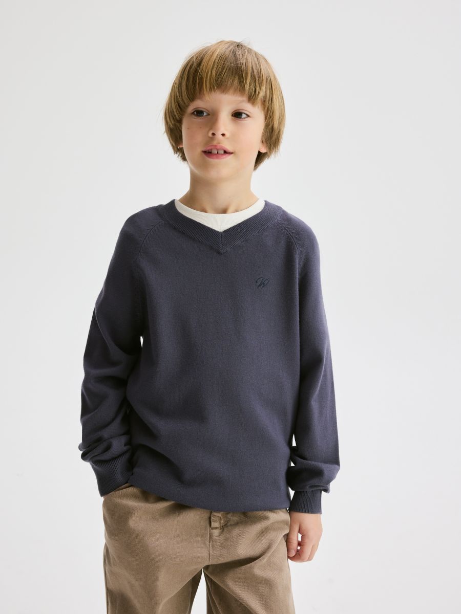 Plain viscose rich jumper - steel blue - RESERVED - 8