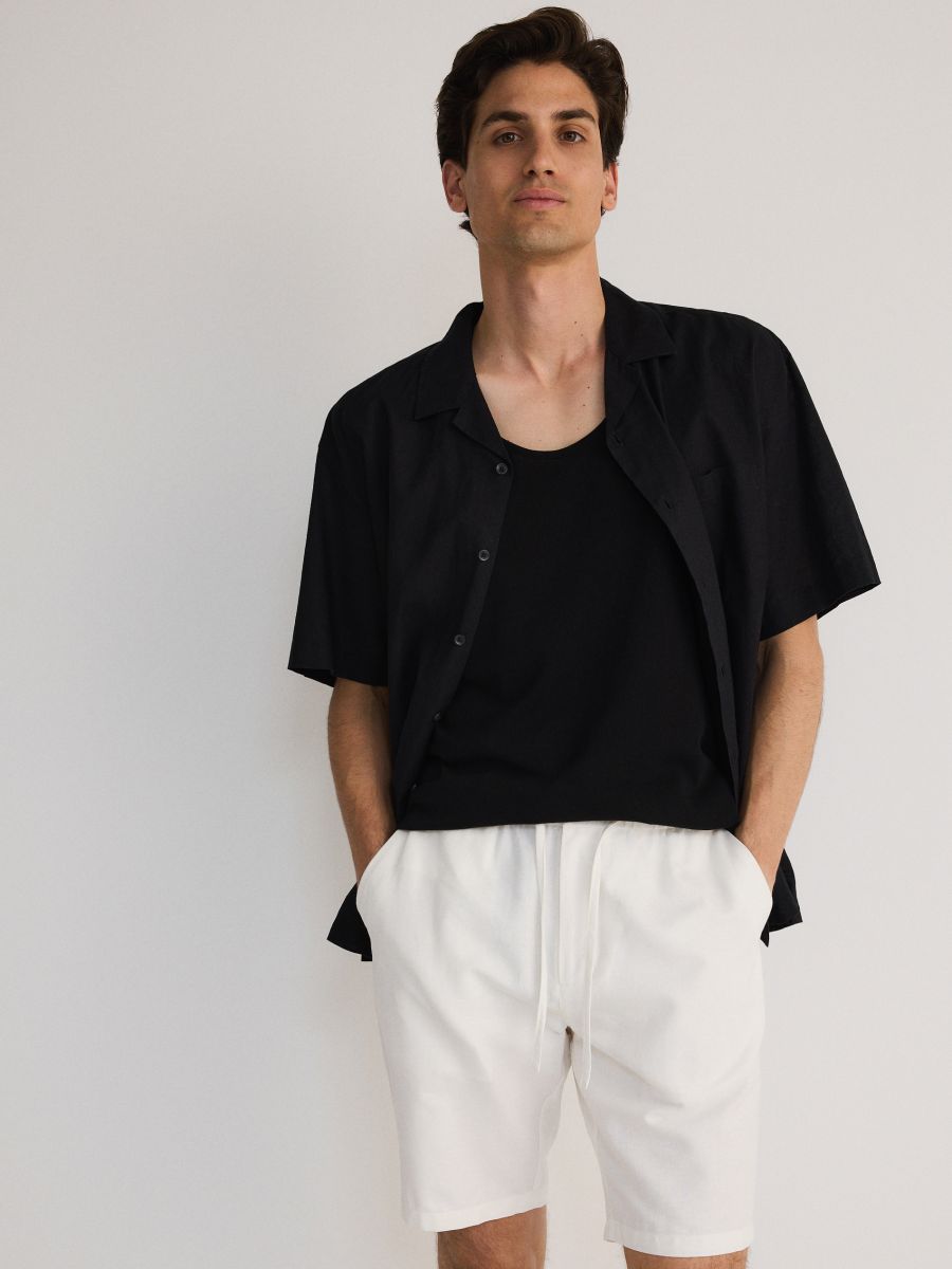 Regular shorts with linen blend - white - RESERVED - 2