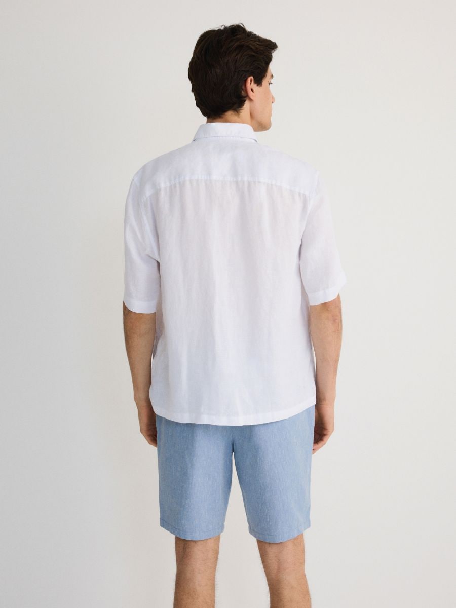 Regular shorts with linen blend - pale blue - RESERVED - 3