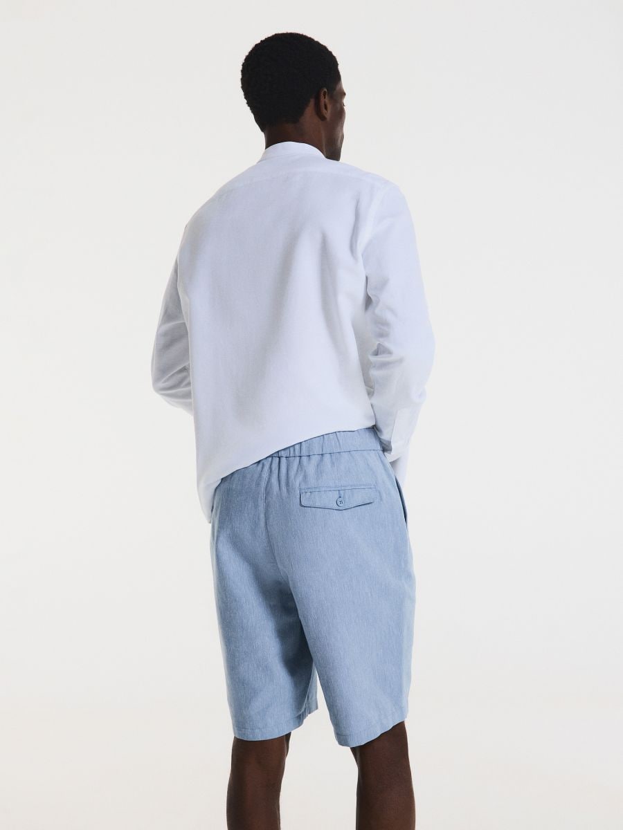 Regular shorts with linen blend - pale blue - RESERVED - 3
