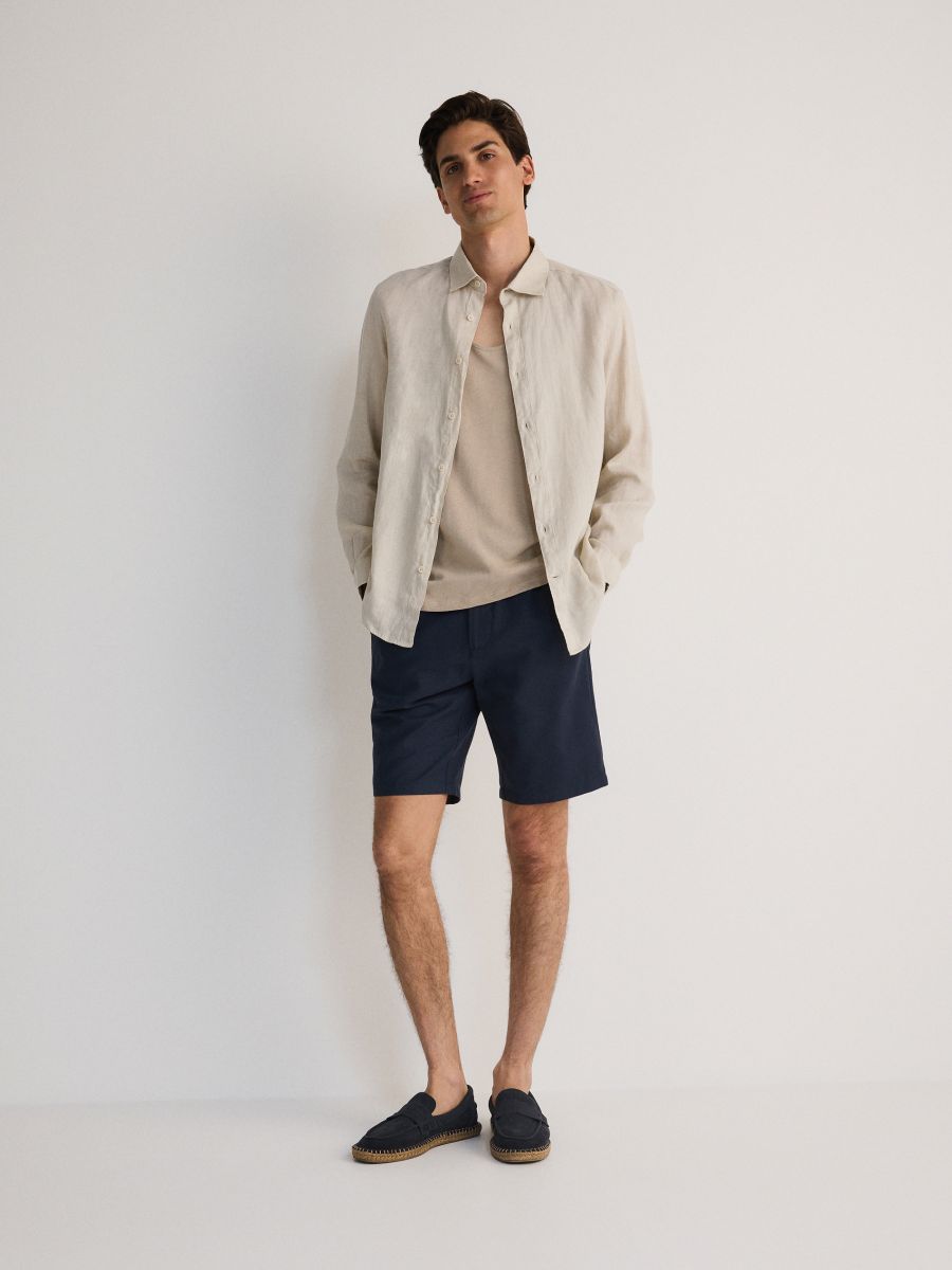 Regular shorts with linen blend - indigo - RESERVED - 2