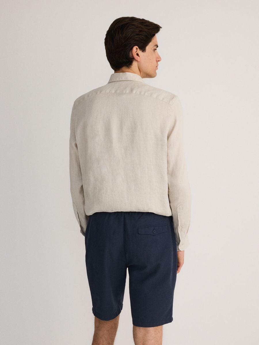 Regular shorts with linen blend - indigo - RESERVED - 5