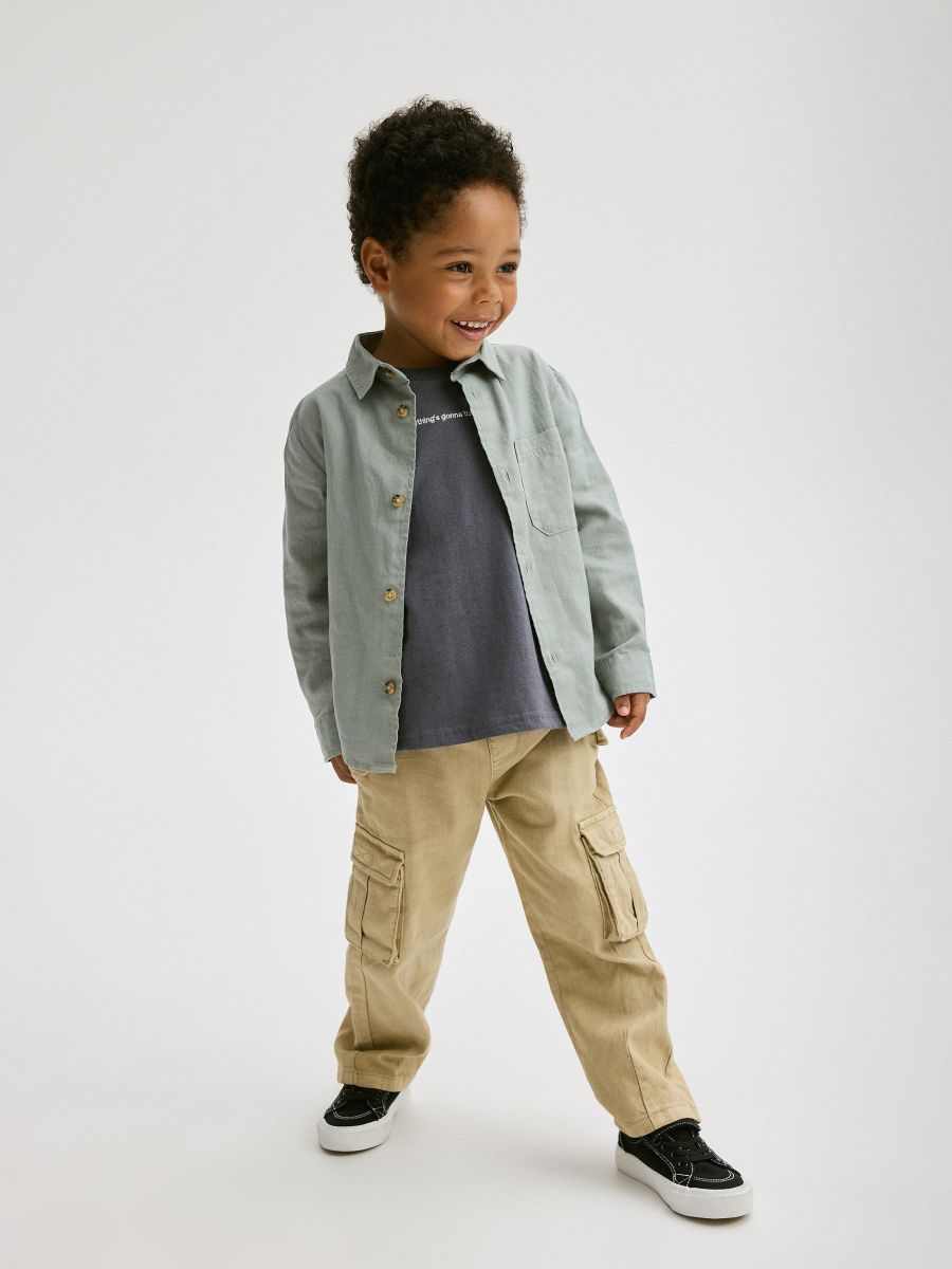 BOYS` TROUSERS - beige - RESERVED