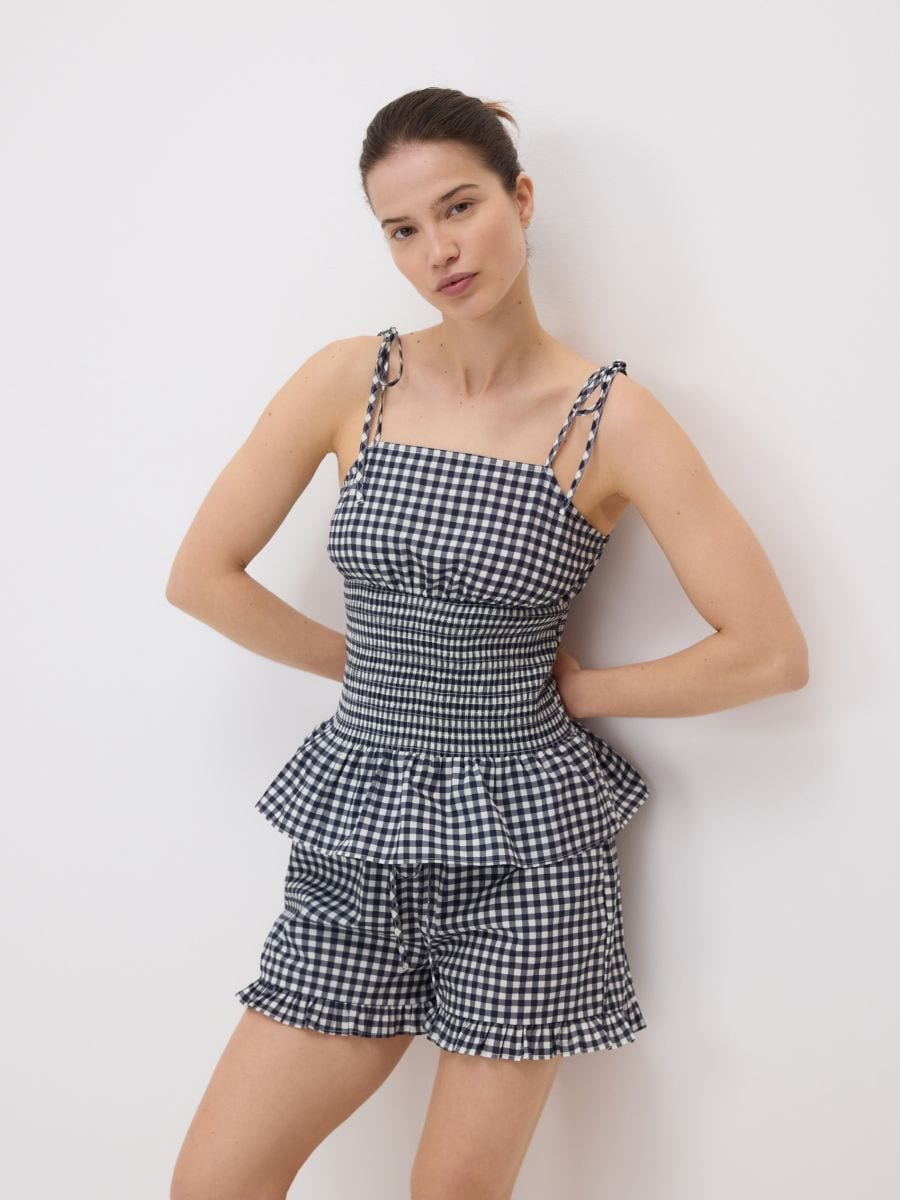 Blouse with vichy check - navy - RESERVED - 5