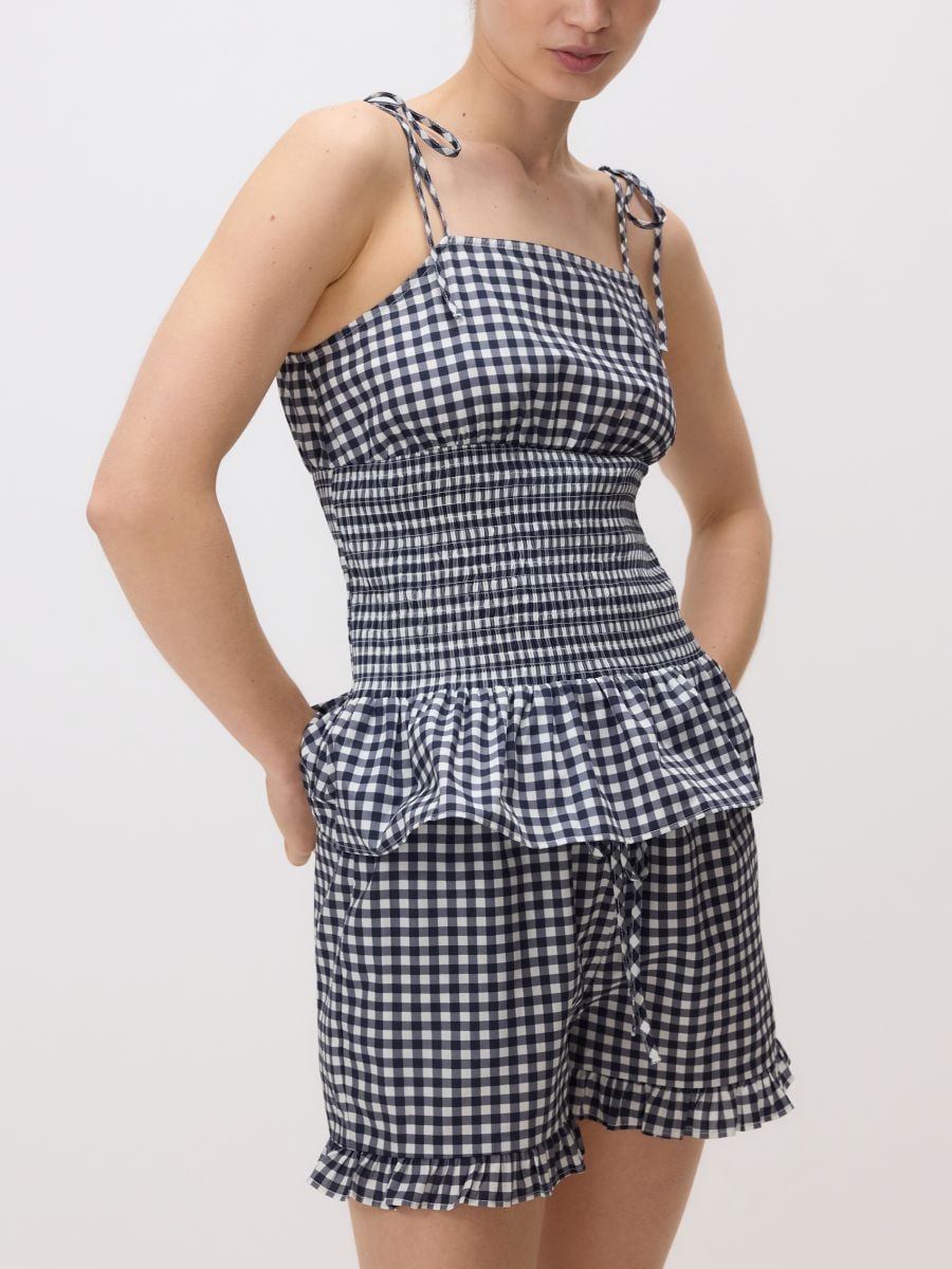 Blouse with vichy check - navy - RESERVED - 7
