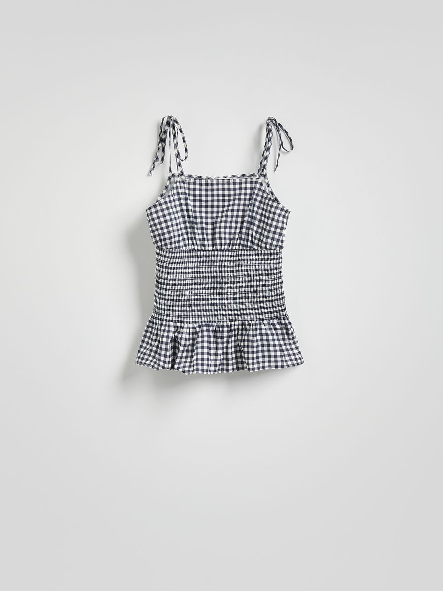 Blouse with vichy check - navy - RESERVED - 3