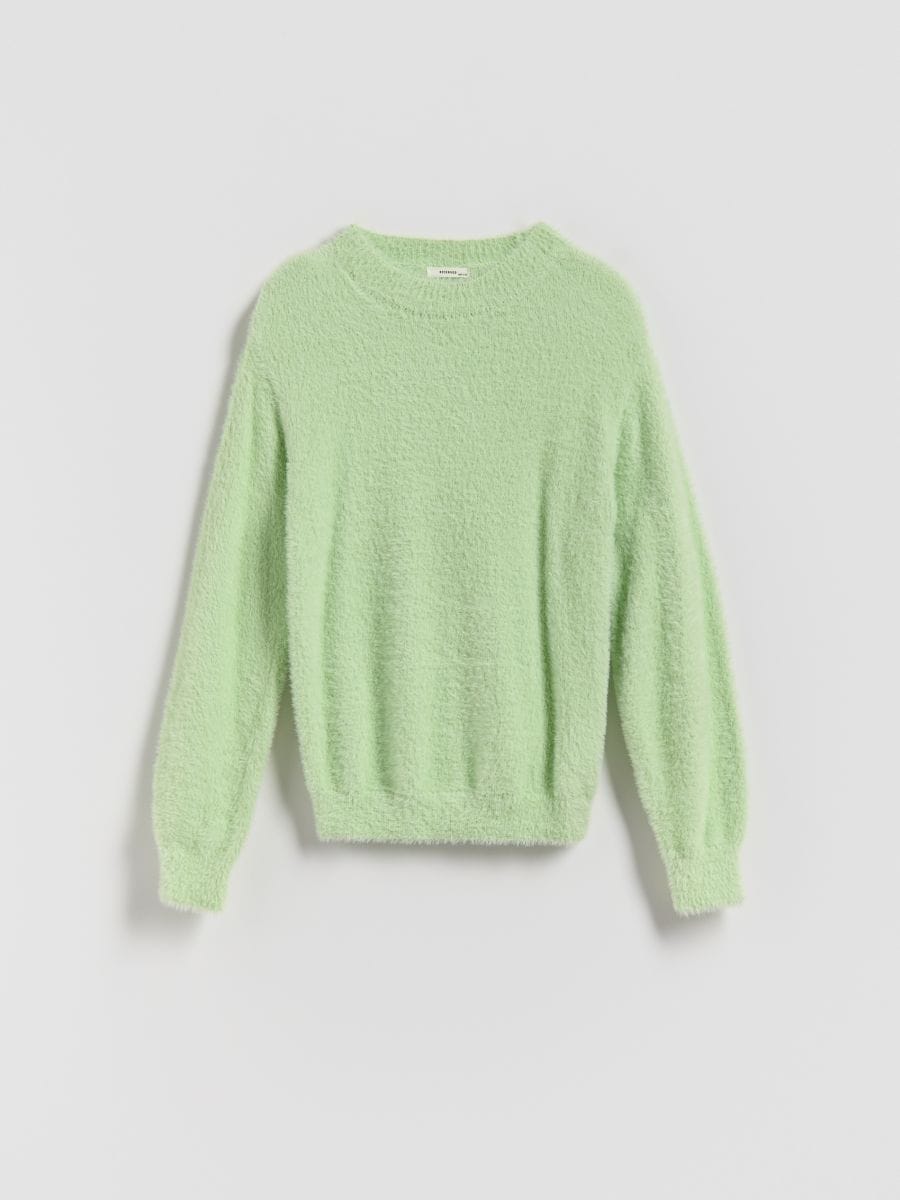 Pūkains džemperis - blāva zaļa - RESERVED