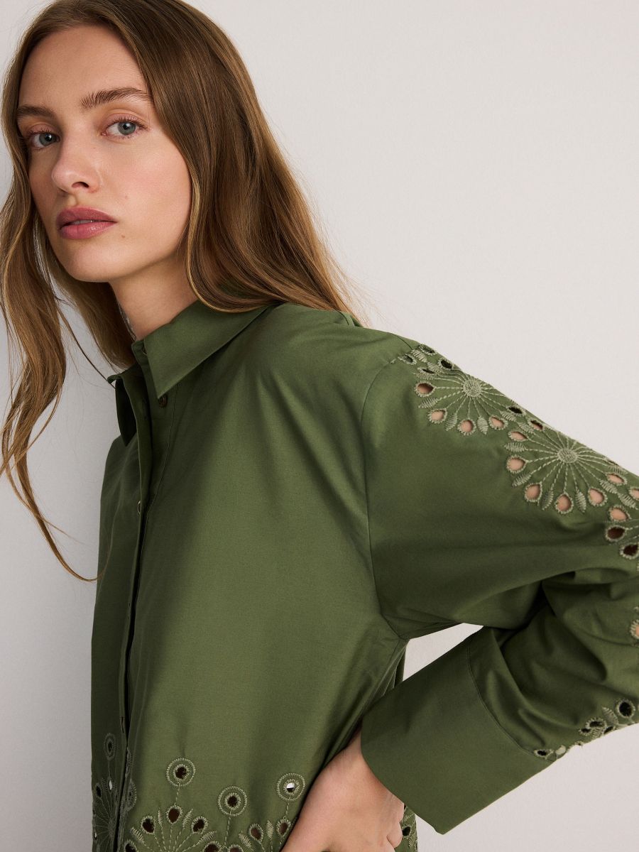 Shirt with openwork inserts - green - RESERVED - 3