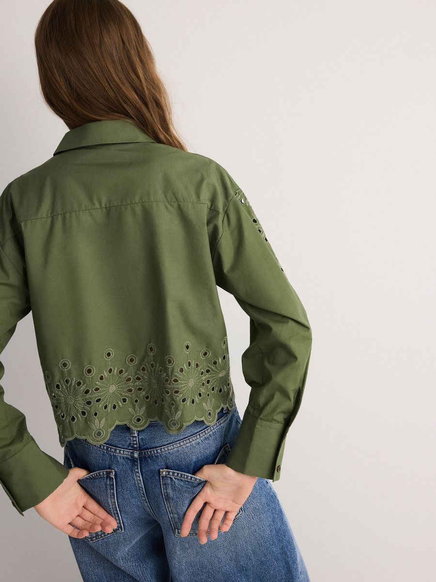 Shirt with openwork inserts - green - RESERVED - 4